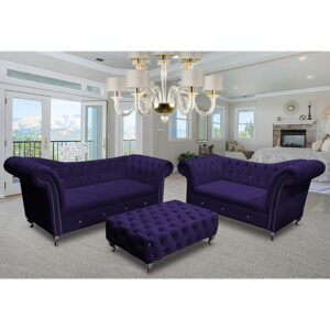 Izu Plush Velvet 2 Seater And 3 Seater Sofa Suite In Ameythst