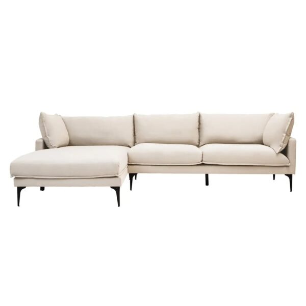 Toccoa Fabric Left Handed 3 Seater Sofa In Cream