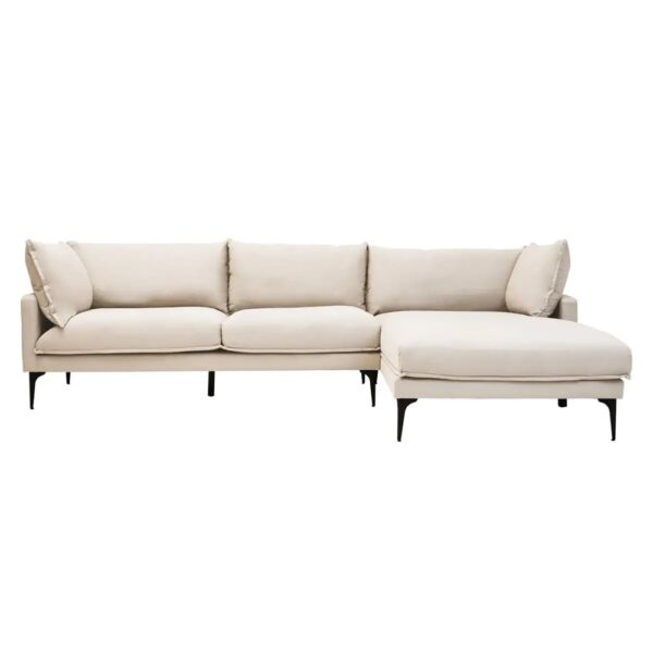 Toccoa Fabric Right Handed 3 Seater Sofa In Cream