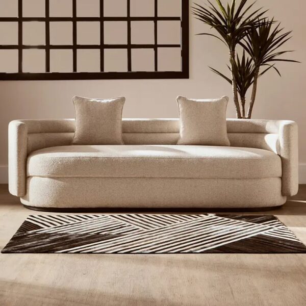 Oxford Fabric 3 Seater Sofa In Ivory