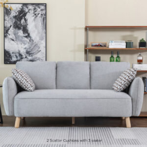 Gunnison Fabric 3 Seater Sofa In Light Grey