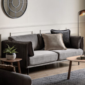 Magnolia Velvet 2 Seater Sofa With Black Legs In Truffle