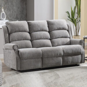 Warth Fabric Electric Recliner 3 Seater Sofa In Latte