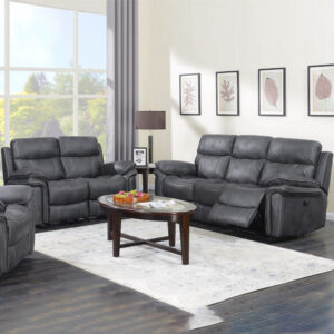 Rasalas Fabric Electric Recliner 3+2 Seater Sofa Set - Charcoal
