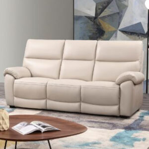 Radford Leather Electric Recliner 3 Seater Sofa In Chalk